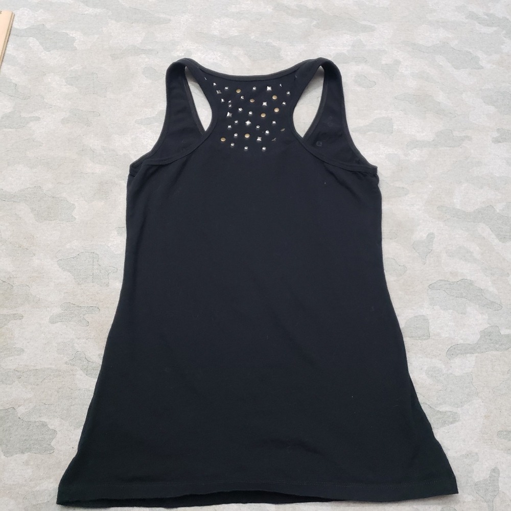 Rock 47 By Wrangler Tank Top Womens Large Black Pullover Sleeveless Metal Studs - Picture 7 of 10